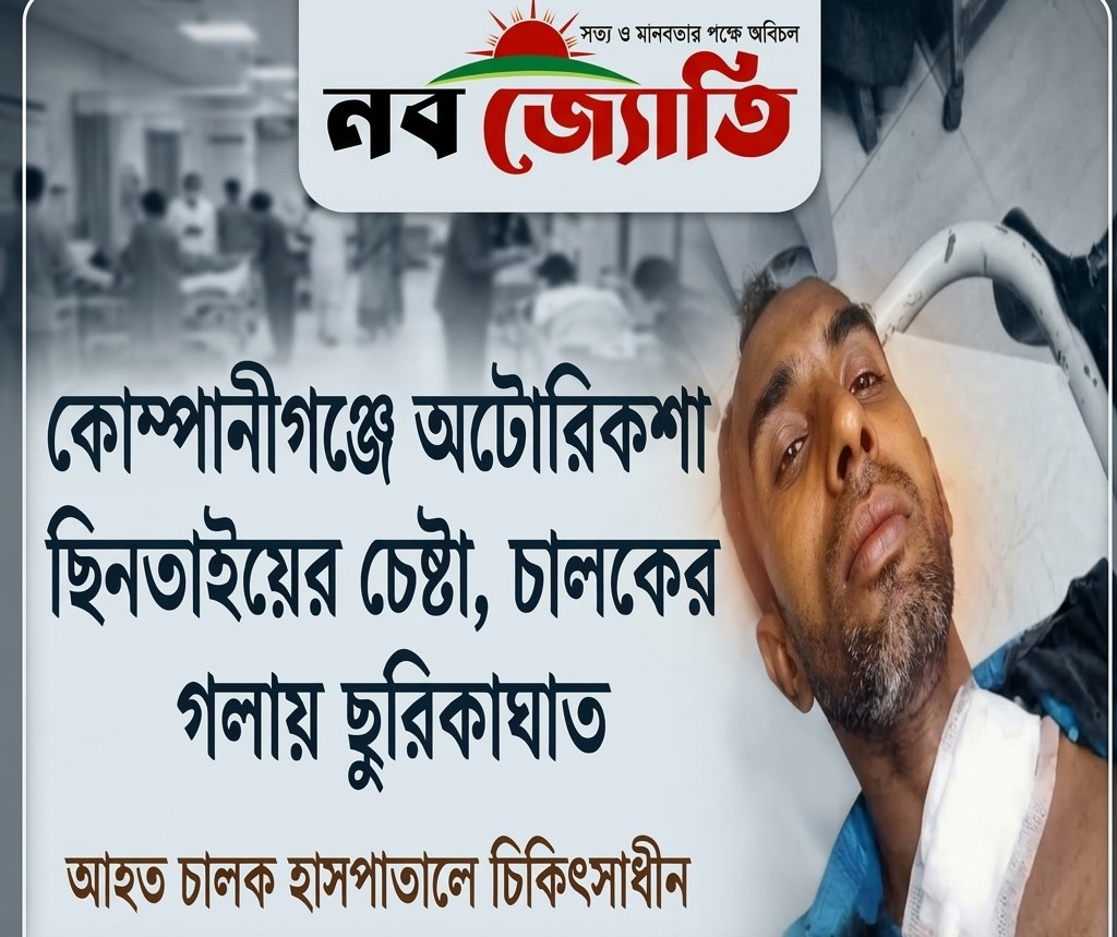 কোম্পানীগঞ্জে অটোরিকশা ছিনতাইয়ের চেষ্টা, চালকের গলায় ছুরিকাঘাত